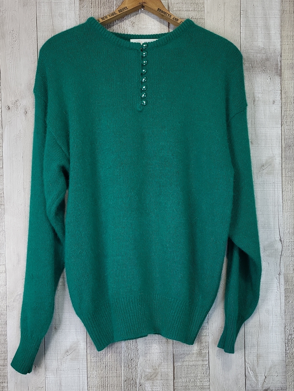 Braemar By Jeremy Scott Teal Green Crewneck Sweater. Angora/Wool Blend.